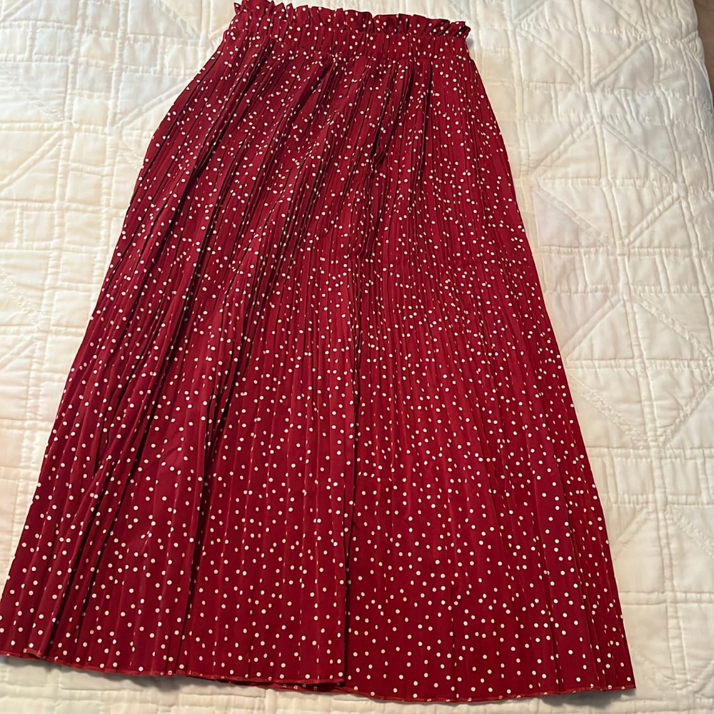 Red and white polka dot skirt